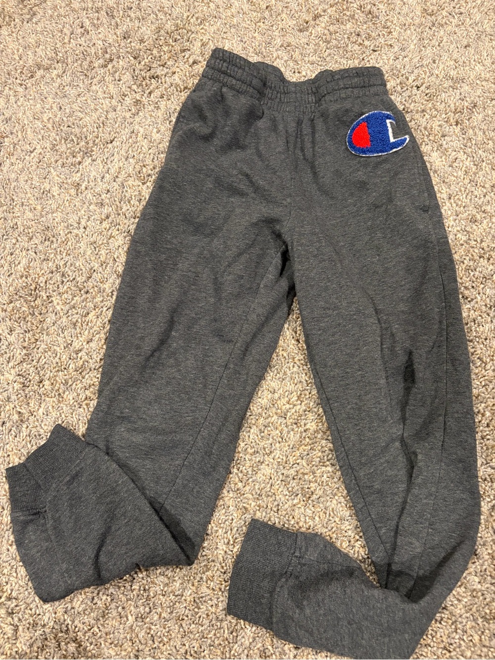 Champion Kids Charcoal Gray Sweatpants with Blue & Red Logo